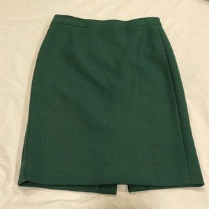 JCrew dark green wool pencil skirt